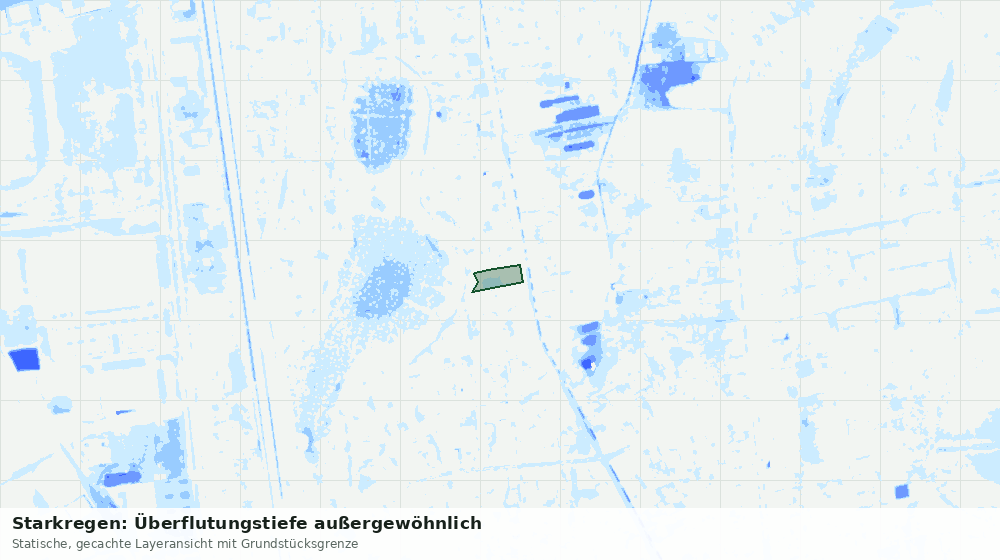 Statische Kartenansicht: Starkregen: Überflutungstiefe außergewöhnlich