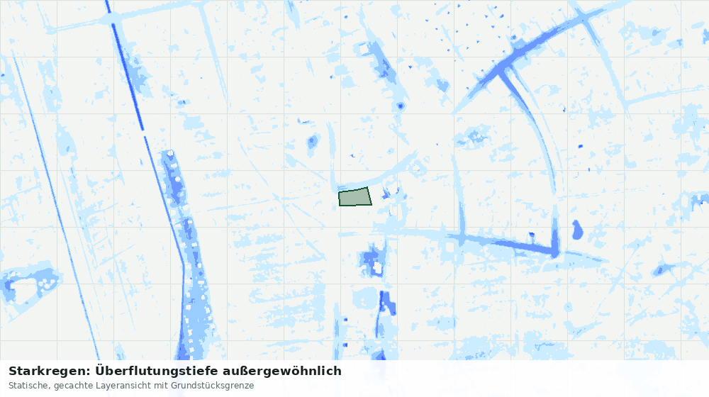 Statische Kartenansicht: Starkregen: Überflutungstiefe außergewöhnlich