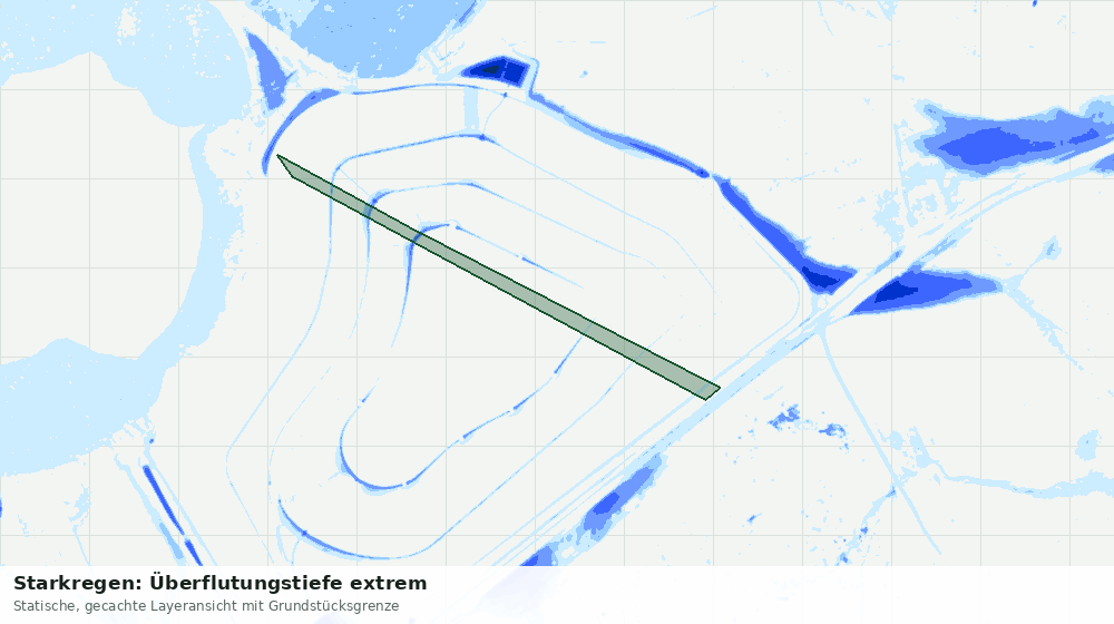 Statische Kartenansicht: Starkregen: Überflutungstiefe extrem