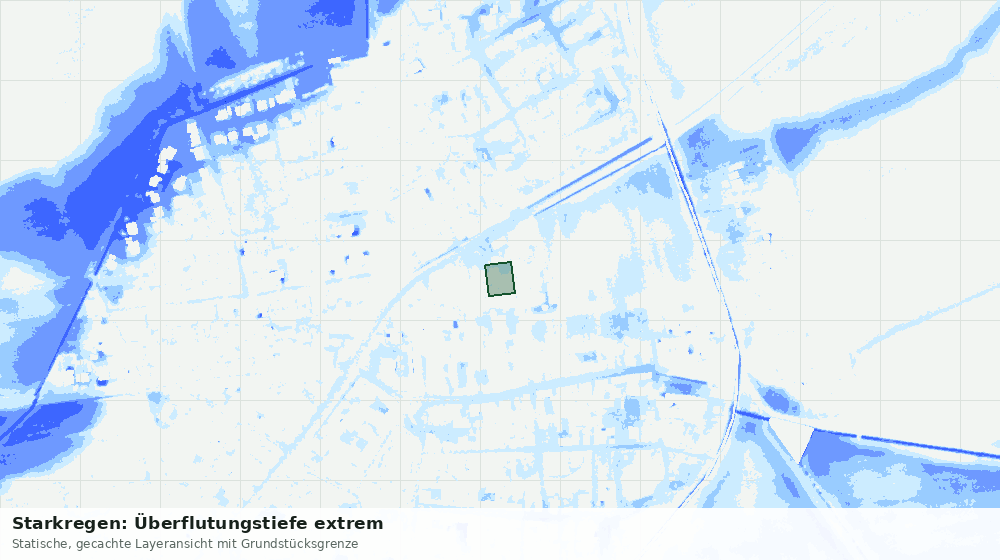Statische Kartenansicht: Starkregen: Überflutungstiefe extrem