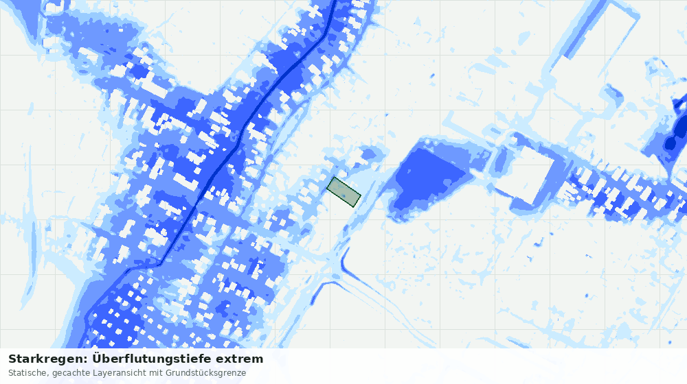 Statische Kartenansicht: Starkregen: Überflutungstiefe extrem