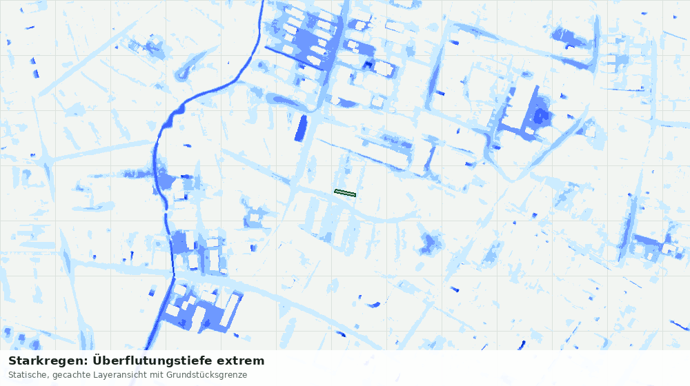 Statische Kartenansicht: Starkregen: Überflutungstiefe extrem