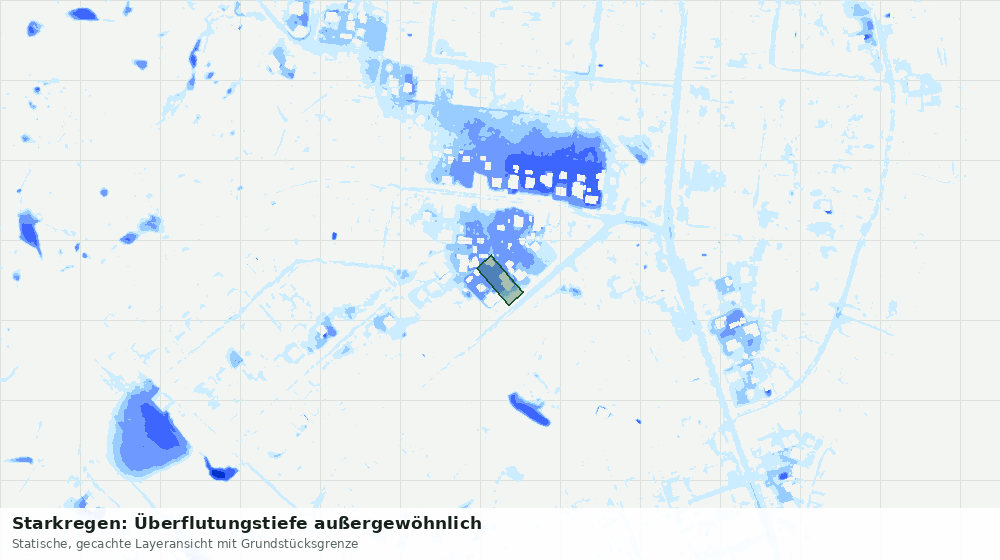 Statische Kartenansicht: Starkregen: Überflutungstiefe außergewöhnlich