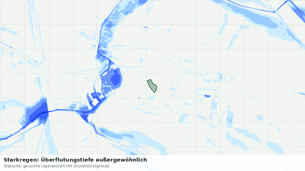 Statische Kartenansicht: Starkregen: Überflutungstiefe außergewöhnlich