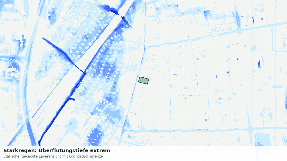 Statische Kartenansicht: Starkregen: Überflutungstiefe extrem