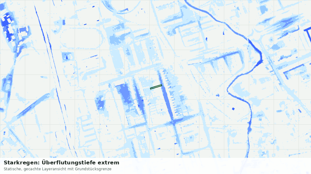 Statische Kartenansicht: Starkregen: Überflutungstiefe extrem