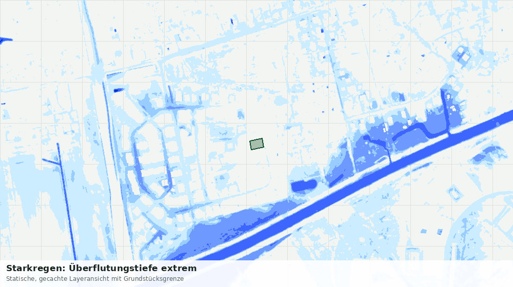 Statische Kartenansicht: Starkregen: Überflutungstiefe extrem