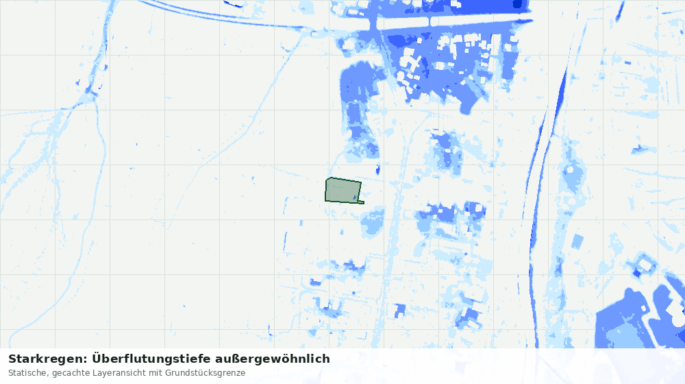 Statische Kartenansicht: Starkregen: Überflutungstiefe außergewöhnlich