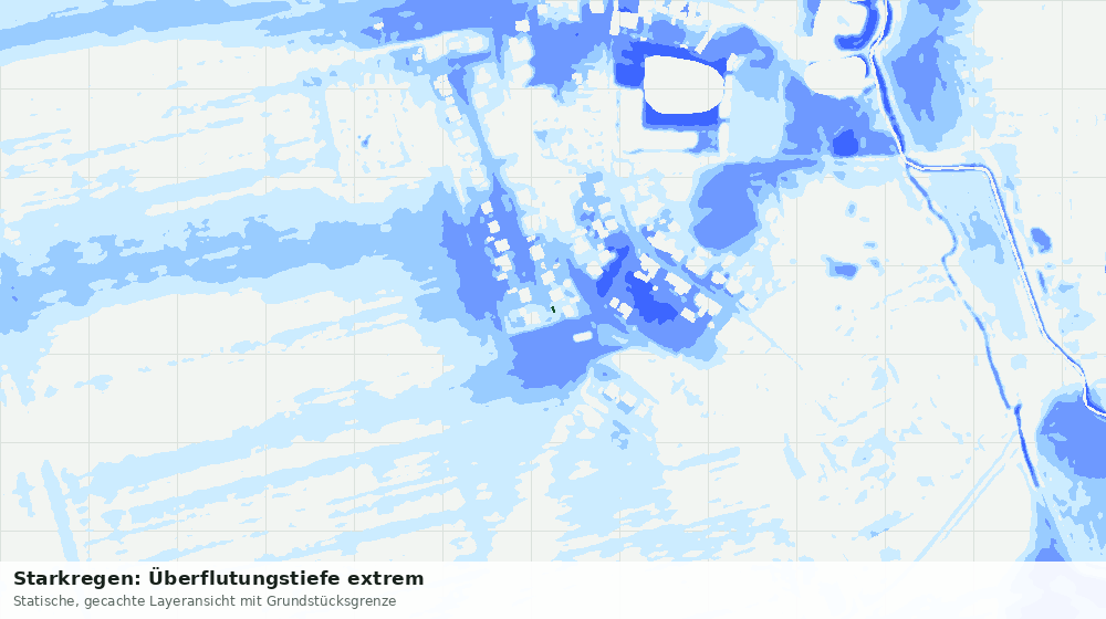 Statische Kartenansicht: Starkregen: Überflutungstiefe extrem