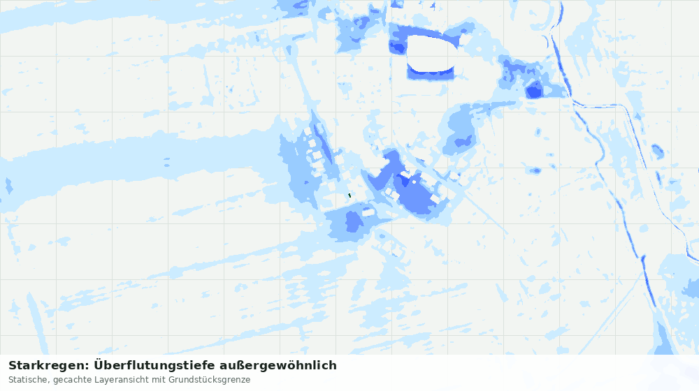 Statische Kartenansicht: Starkregen: Überflutungstiefe außergewöhnlich