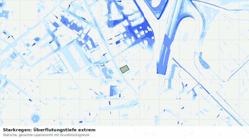 Statische Kartenansicht: Starkregen: Überflutungstiefe extrem