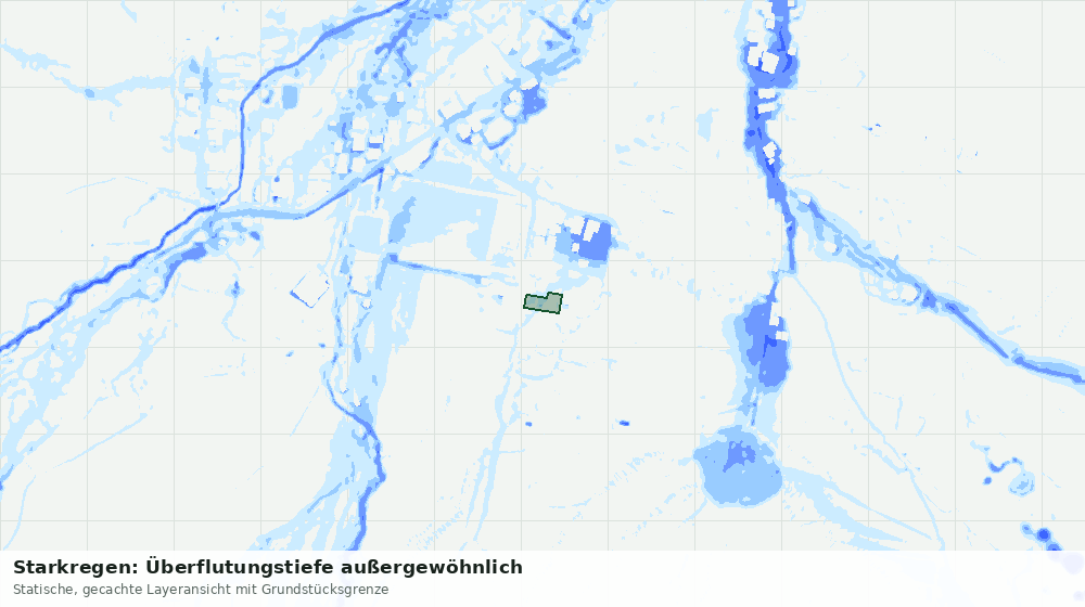 Statische Kartenansicht: Starkregen: Überflutungstiefe außergewöhnlich