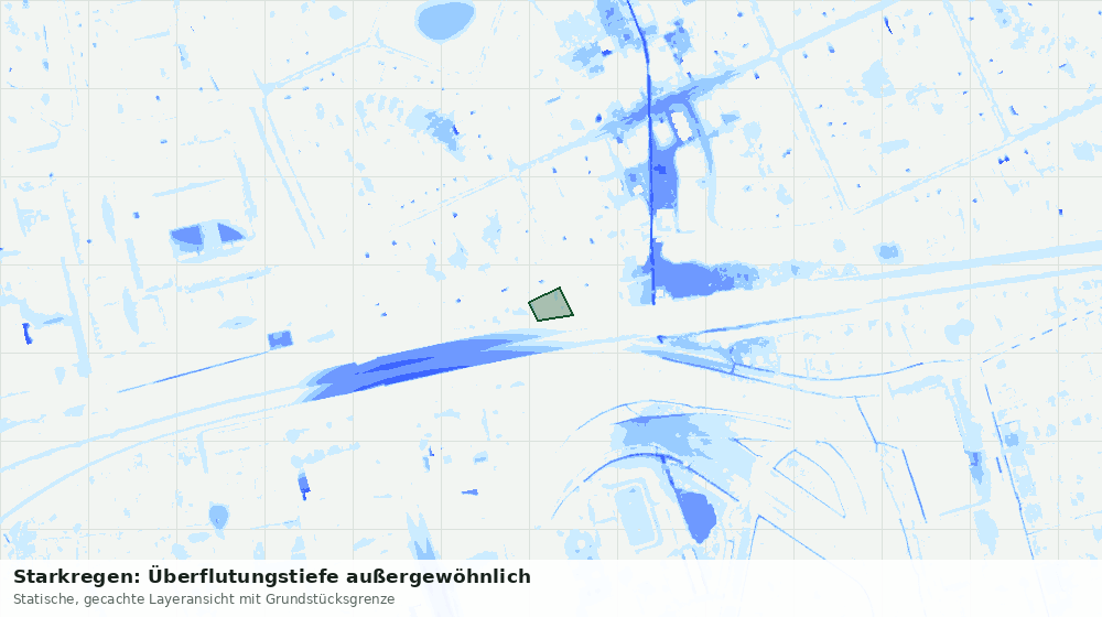 Statische Kartenansicht: Starkregen: Überflutungstiefe außergewöhnlich