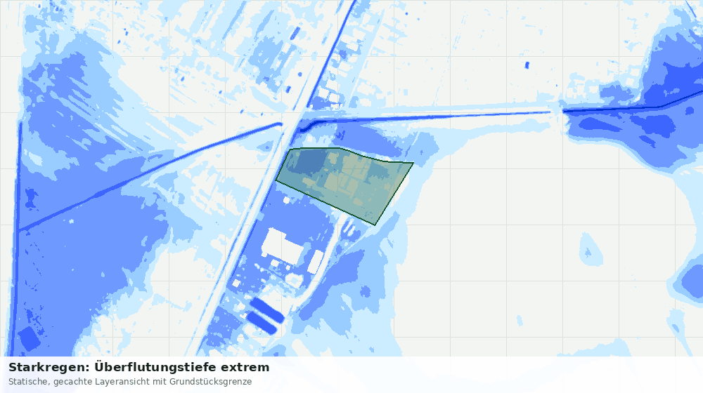 Statische Kartenansicht: Starkregen: Überflutungstiefe extrem