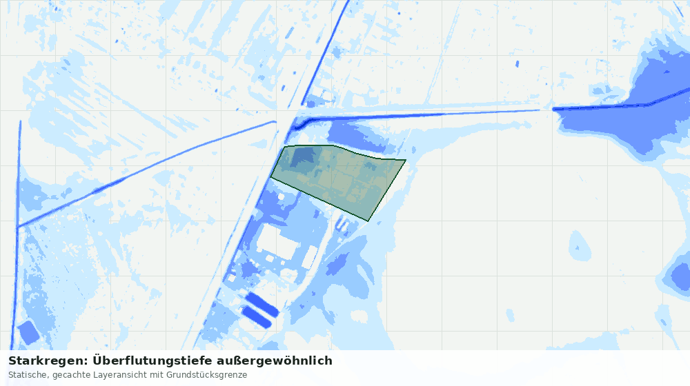 Statische Kartenansicht: Starkregen: Überflutungstiefe außergewöhnlich