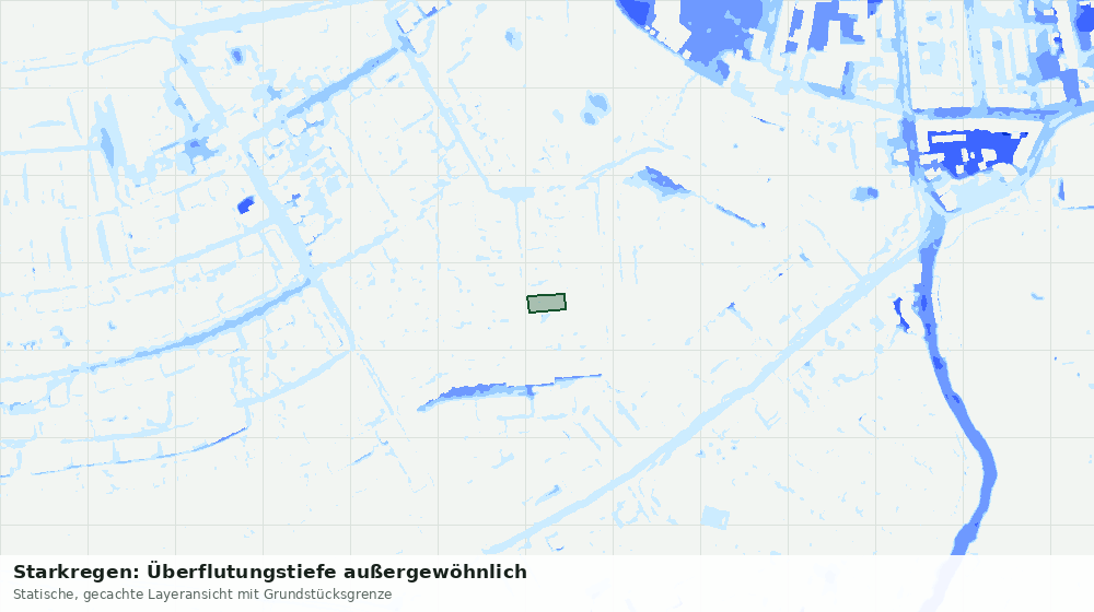 Statische Kartenansicht: Starkregen: Überflutungstiefe außergewöhnlich
