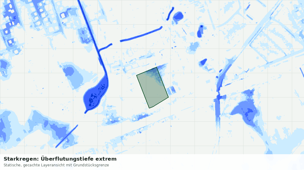 Statische Kartenansicht: Starkregen: Überflutungstiefe extrem