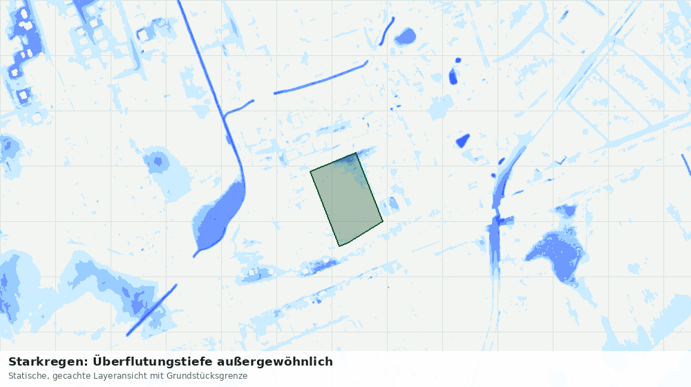 Statische Kartenansicht: Starkregen: Überflutungstiefe außergewöhnlich