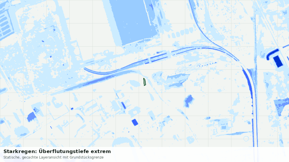 Statische Kartenansicht: Starkregen: Überflutungstiefe extrem