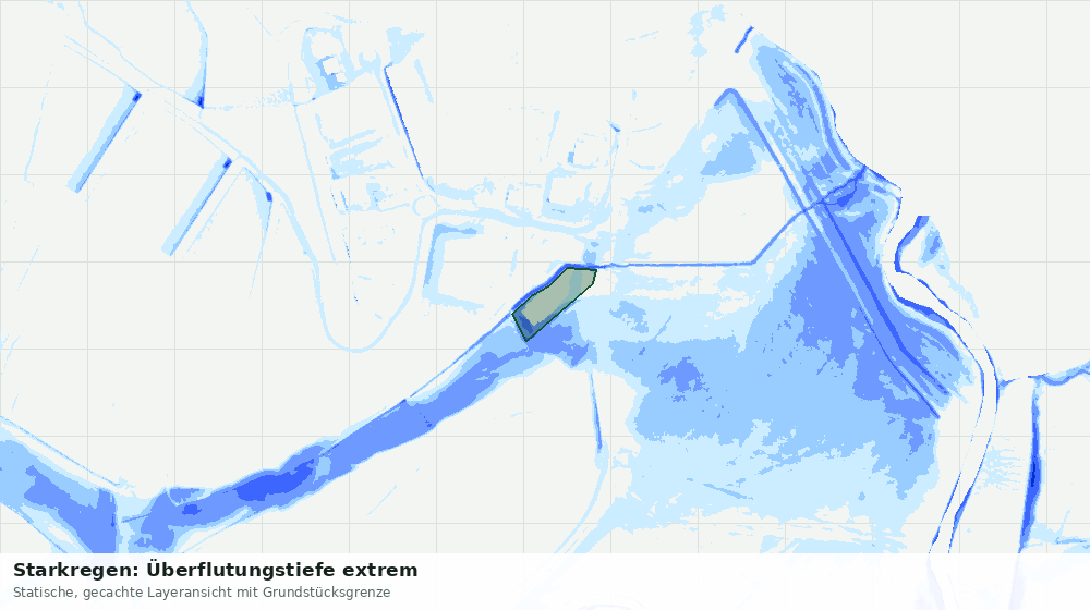 Statische Kartenansicht: Starkregen: Überflutungstiefe extrem