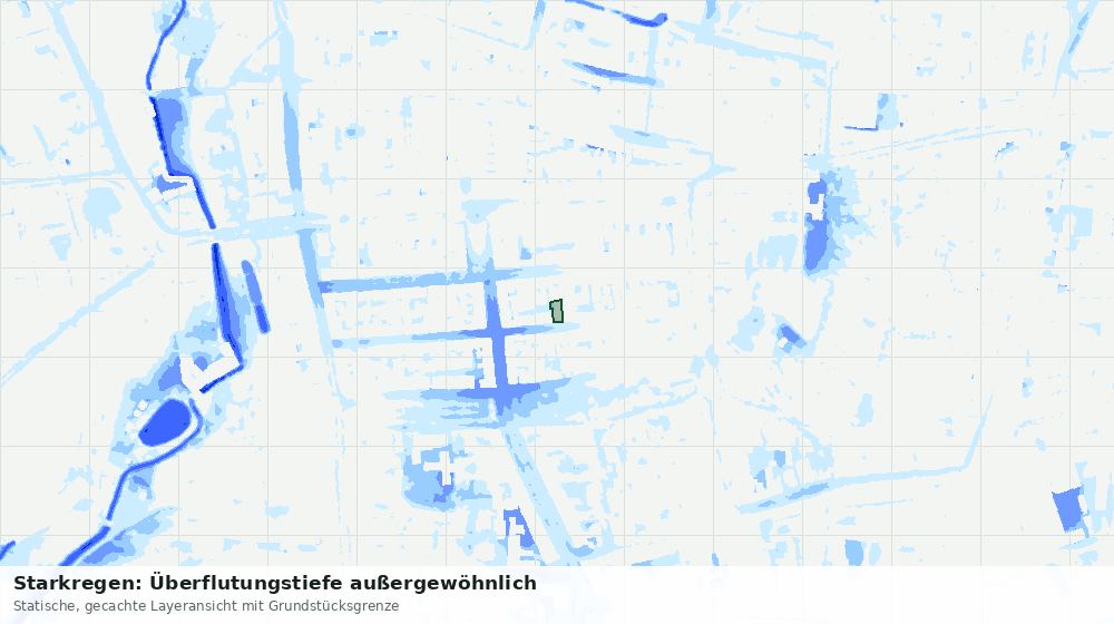 Statische Kartenansicht: Starkregen: Überflutungstiefe außergewöhnlich