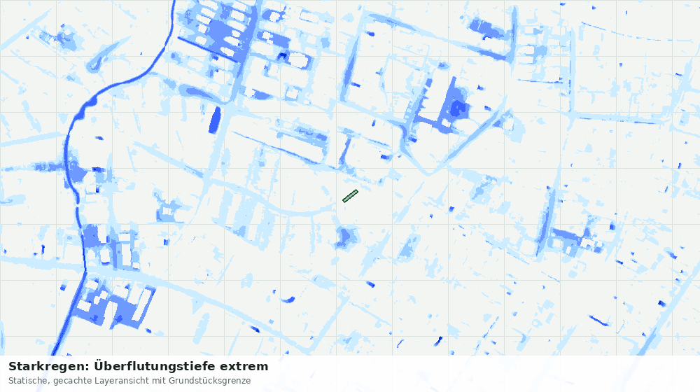 Statische Kartenansicht: Starkregen: Überflutungstiefe extrem