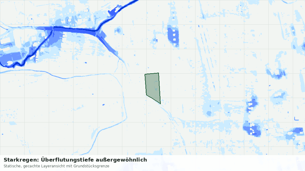 Statische Kartenansicht: Starkregen: Überflutungstiefe außergewöhnlich