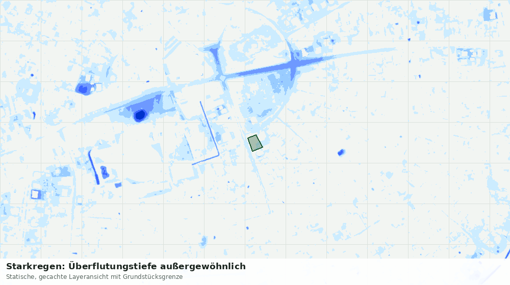 Statische Kartenansicht: Starkregen: Überflutungstiefe außergewöhnlich