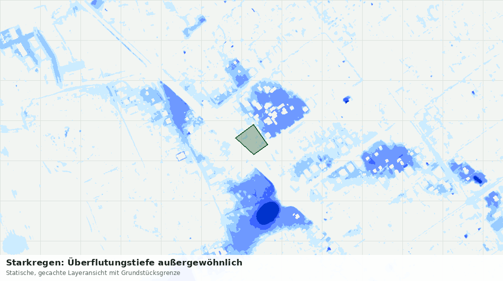 Statische Kartenansicht: Starkregen: Überflutungstiefe außergewöhnlich
