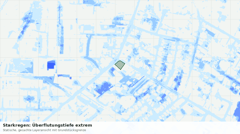 Statische Kartenansicht: Starkregen: Überflutungstiefe extrem