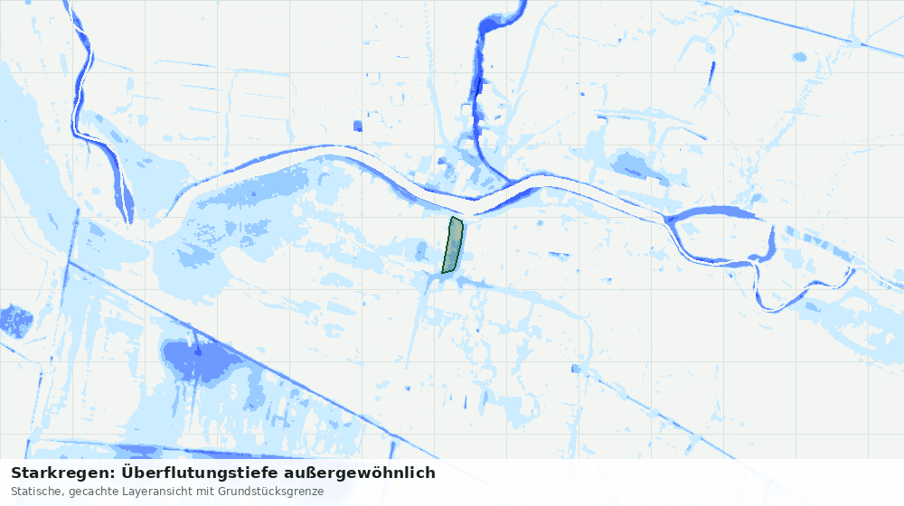 Statische Kartenansicht: Starkregen: Überflutungstiefe außergewöhnlich