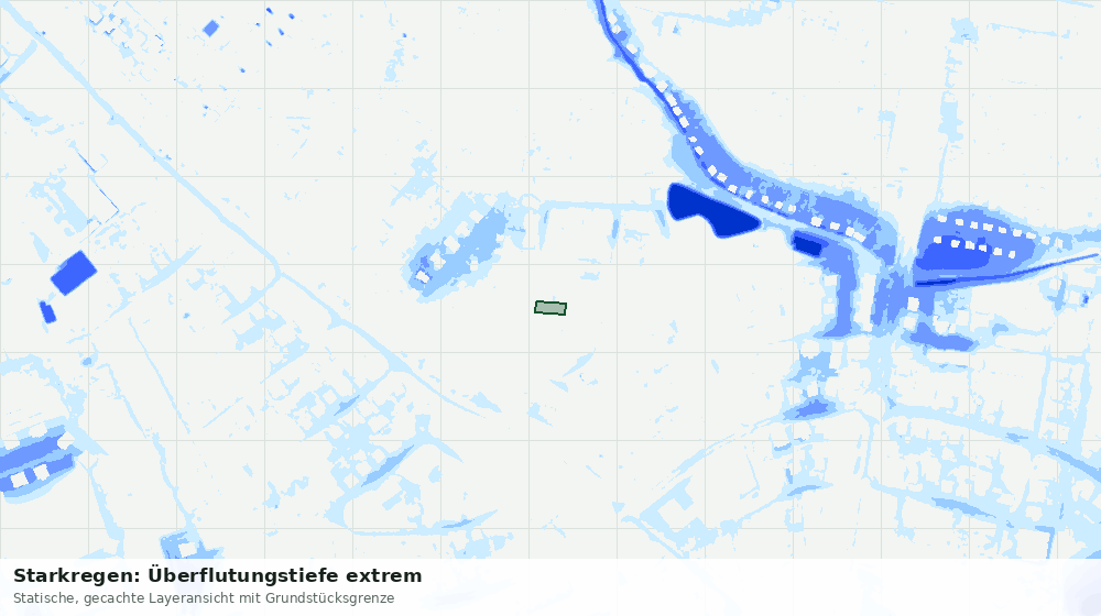 Statische Kartenansicht: Starkregen: Überflutungstiefe extrem