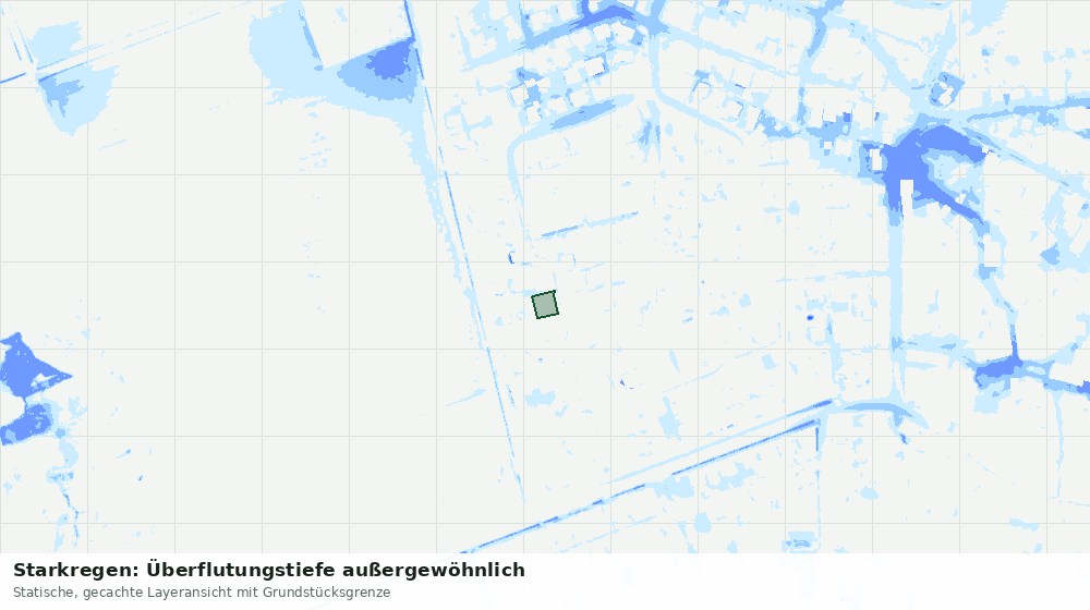 Statische Kartenansicht: Starkregen: Überflutungstiefe außergewöhnlich