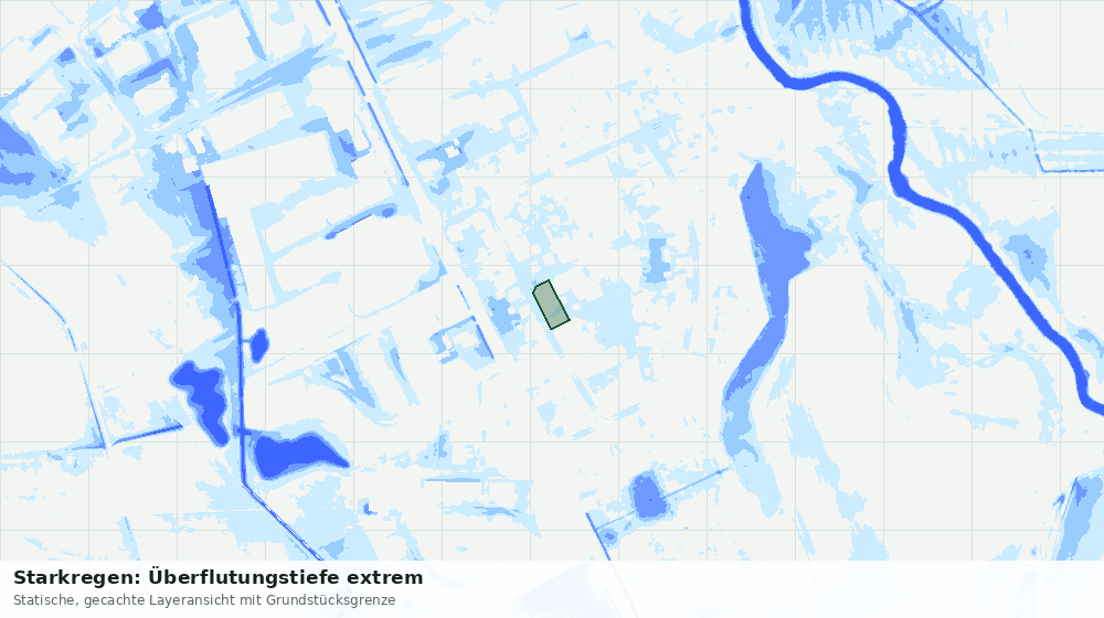 Statische Kartenansicht: Starkregen: Überflutungstiefe extrem