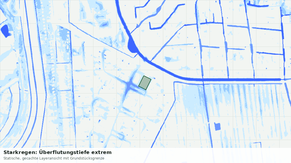Statische Kartenansicht: Starkregen: Überflutungstiefe extrem