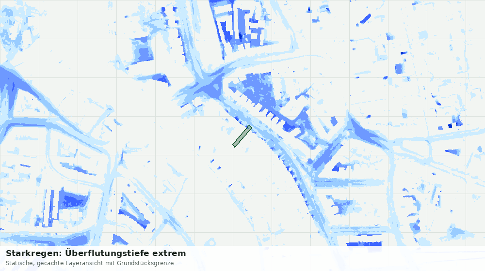 Statische Kartenansicht: Starkregen: Überflutungstiefe extrem