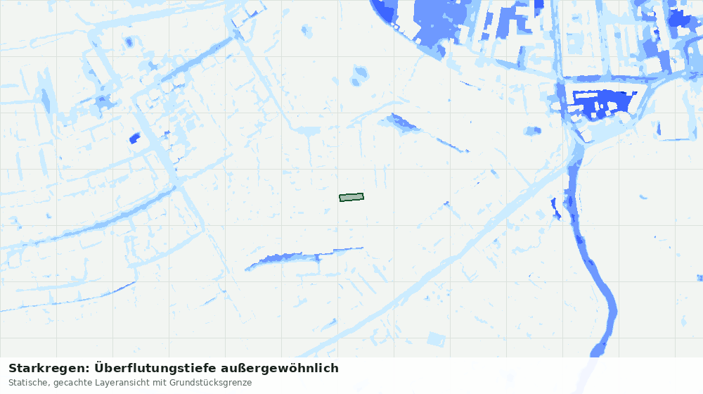 Statische Kartenansicht: Starkregen: Überflutungstiefe außergewöhnlich