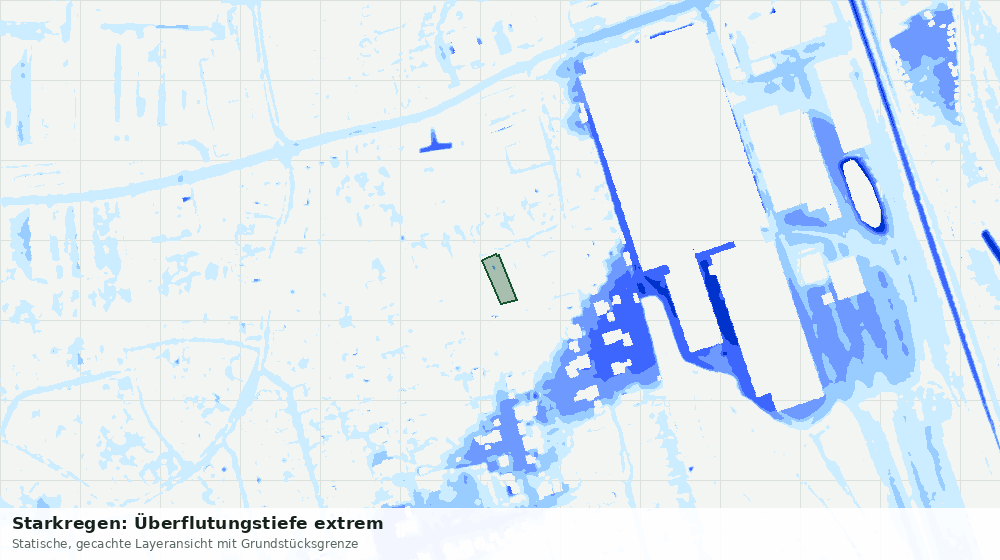 Statische Kartenansicht: Starkregen: Überflutungstiefe extrem