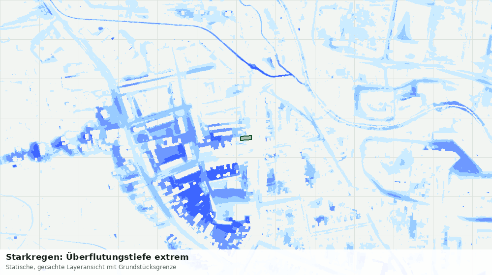 Statische Kartenansicht: Starkregen: Überflutungstiefe extrem