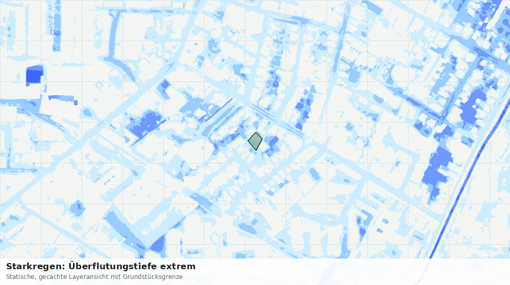 Statische Kartenansicht: Starkregen: Überflutungstiefe extrem
