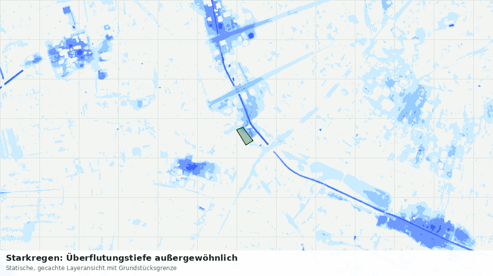 Statische Kartenansicht: Starkregen: Überflutungstiefe außergewöhnlich