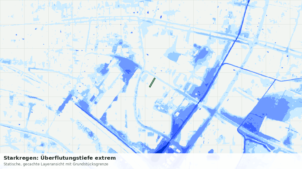Statische Kartenansicht: Starkregen: Überflutungstiefe extrem