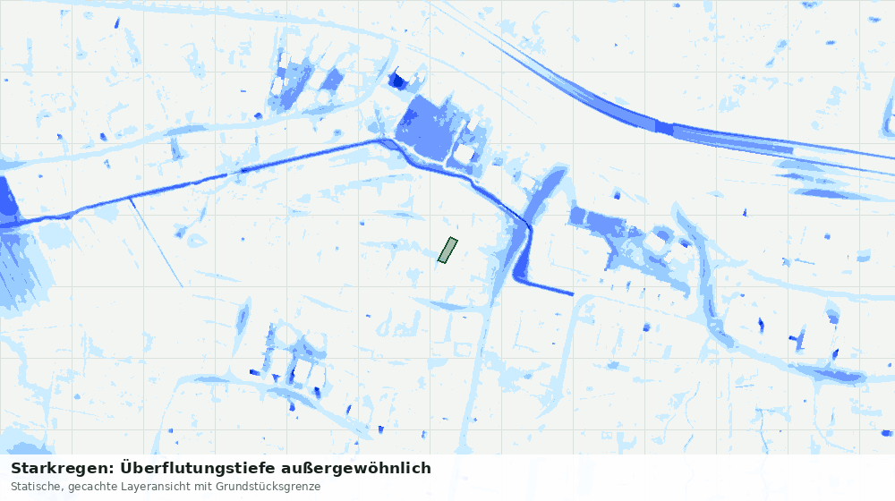 Statische Kartenansicht: Starkregen: Überflutungstiefe außergewöhnlich