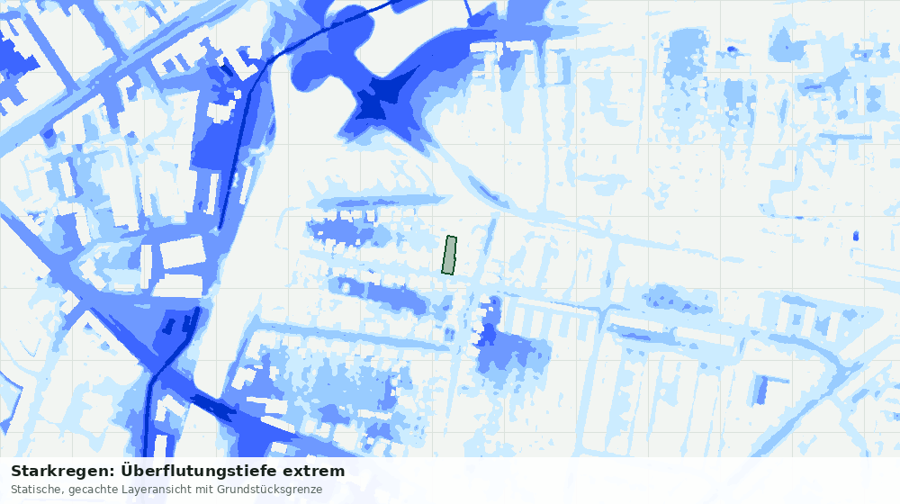 Statische Kartenansicht: Starkregen: Überflutungstiefe extrem