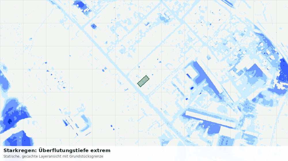 Statische Kartenansicht: Starkregen: Überflutungstiefe extrem