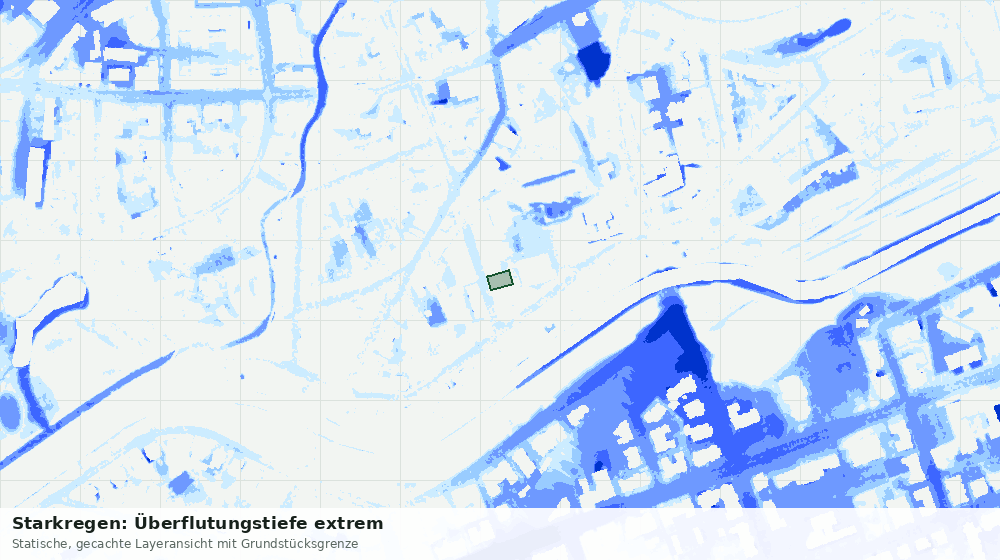 Statische Kartenansicht: Starkregen: Überflutungstiefe extrem