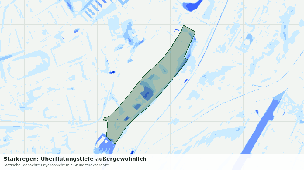 Statische Kartenansicht: Starkregen: Überflutungstiefe außergewöhnlich