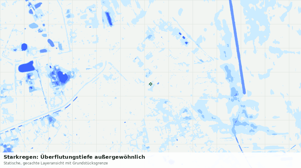 Statische Kartenansicht: Starkregen: Überflutungstiefe außergewöhnlich