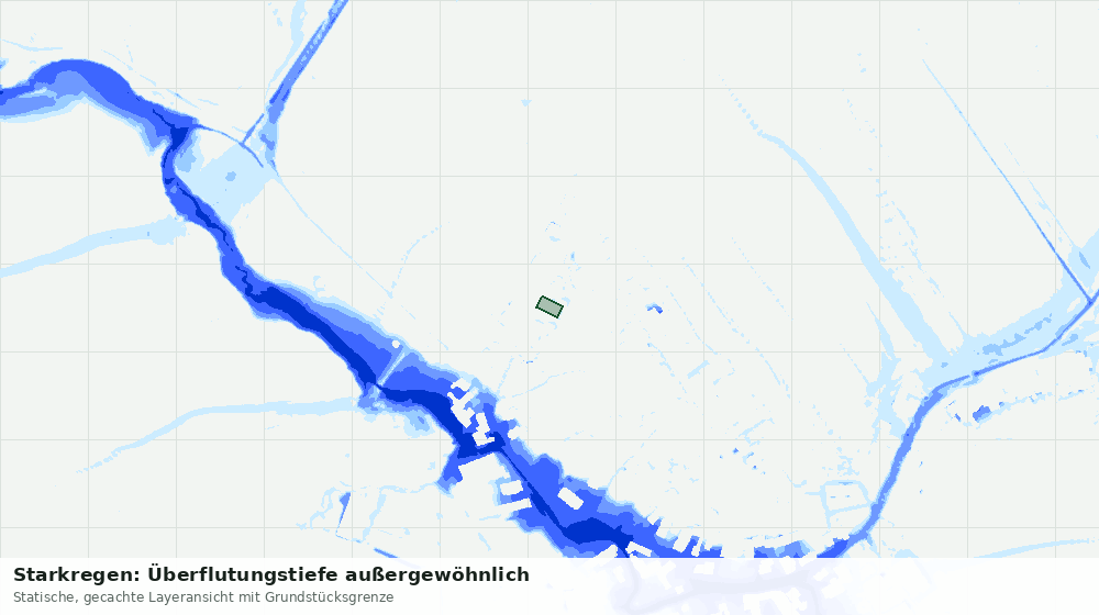 Statische Kartenansicht: Starkregen: Überflutungstiefe außergewöhnlich