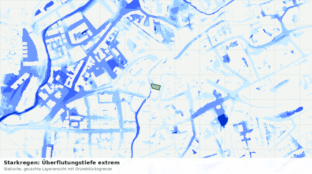 Statische Kartenansicht: Starkregen: Überflutungstiefe extrem